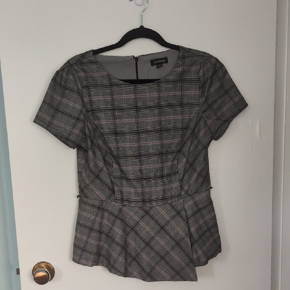 Gray Plaid Women’s Top